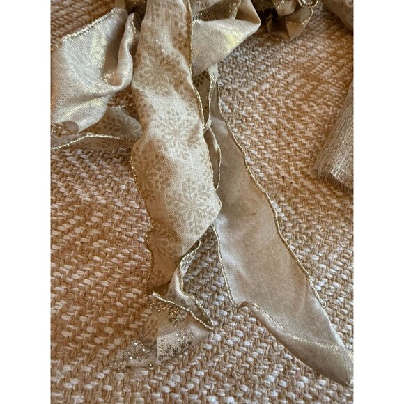 (2) brown burlap snowflake Christmas bows - Picture 2 of 12